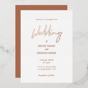 Minimal Terracotta Script Wedding Folieneinladung