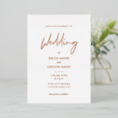Minimal Terracotta Script Wedding Folieneinladung (Stehend vorne)