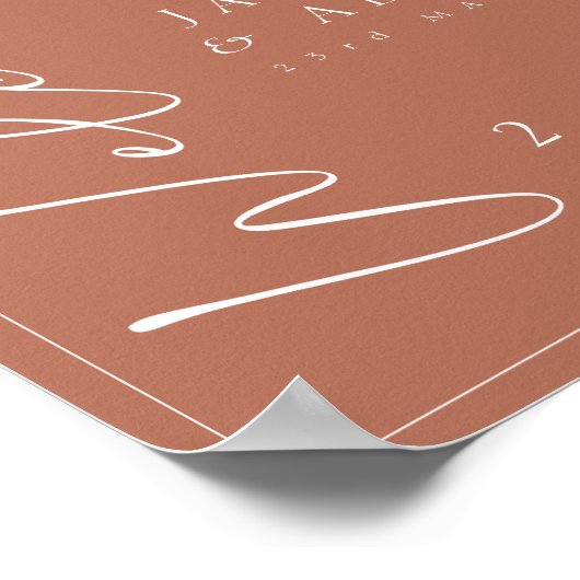 Minimal Terracotta Script Wedding Welcome Sign Poster (Ecke)