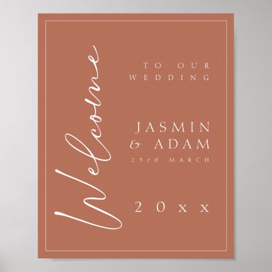Minimal Terracotta Script Wedding Welcome Sign Poster (Vorne)