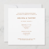 Minimal Terracotta Typografy Wedding Probe Einladung (Rückseite)
