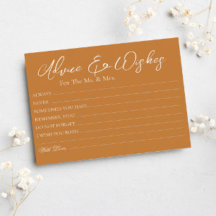 Minimal Terracotta Wedding Advice Wünsche Karten