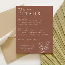 Minimal Terracotta Wedding Details Card PEYTON