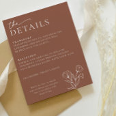Minimal Terracotta Wedding Details Card PEYTON Begleitkarte