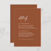 Minimal Terracotta Wedding Details Karte (Vorne/Hinten)