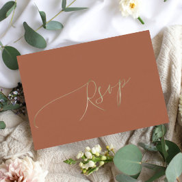 Minimal Terracotta Wedding RSVP Karte