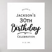 Minimal Text 30th Birthday Foam Board Poster (Vorne)