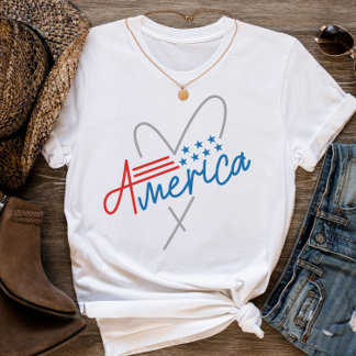 Minimal Text Grafische amerikanische Flagge 4. Jul T-Shirt