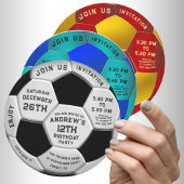 Minimal Text on Soccer Ball Birthday Invitation  Save The Date
