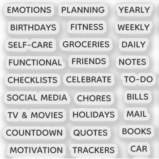 Minimal Text Planner Tab Label Binder Divider Tab (Vorderseite)