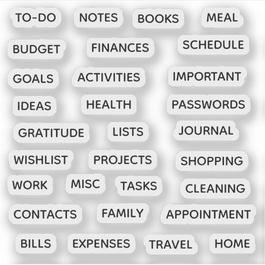 Minimal Text Planner Tab Label Binder Divider Tab  (Vorderseite)