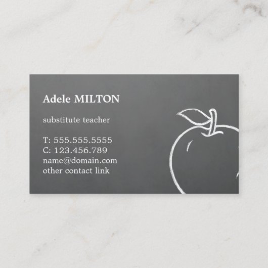Minimal Textured Gray White Apfellehrer Visitenkarte (Vorderseite)