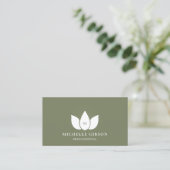Minimal Therapist Massage Wellness Spa Sage Lotus Visitenkarte (Stehend Vorderseite)