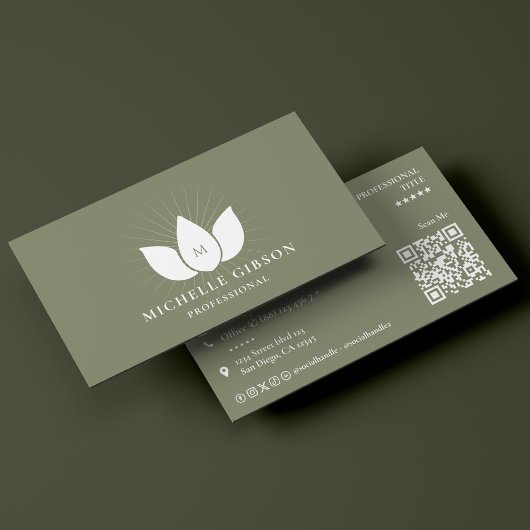 Minimal Therapist Massage Wellness Spa Sage Lotus Visitenkarte