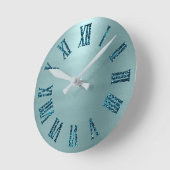 Minimal Tiffany Aqua Aquamariner Glitzer Römische  Runde Wanduhr (Winkel)