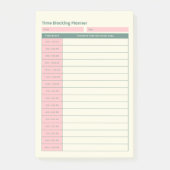 Minimal Time Blocking Planner Pink Layout Post-it Klebezettel (Vorderseite)