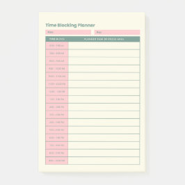 Minimal Time Blocking Planner Pink Layout Post-it Klebezettel