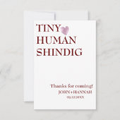 Minimal Tiny Human Shindig Funny Co-ed Baby Dusche Dankeskarte (Vorderseite)