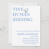 Minimal Tiny Human Shindig Funny Co-ed Baby Dusche Einladung (Vorderseite)