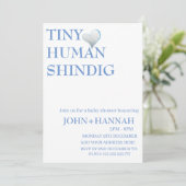 Minimal Tiny Human Shindig Funny Co-ed Baby Dusche Einladung (Stehend Vorderseite)