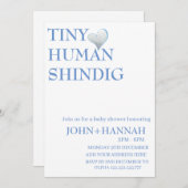 Minimal Tiny Human Shindig Funny Co-ed Baby Dusche Einladung (Vorne/Hinten)
