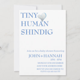 Minimal Tiny Human Shindig Funny Co-ed Baby Dusche Einladung