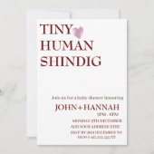 Minimal Tiny Human Shindig Funny Co-ed Baby Dusche Einladung (Vorderseite)
