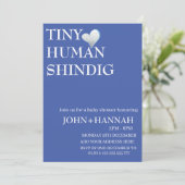 Minimal Tiny Human Shindig Funny Co-ed Baby Dusche Einladung (Stehend Vorderseite)