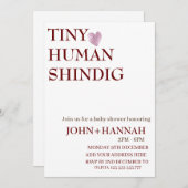 Minimal Tiny Human Shindig Funny Co-ed Baby Dusche Einladung (Vorne/Hinten)