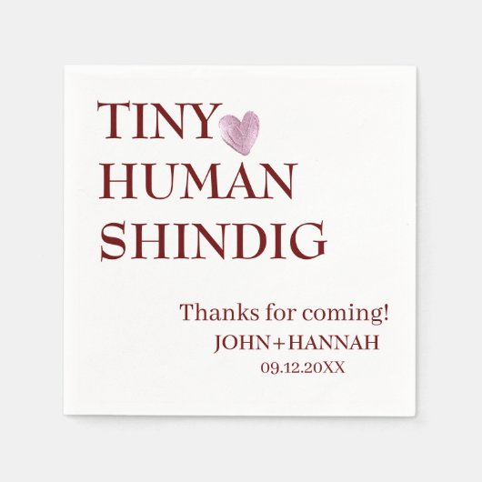 Minimal Tiny Human Shindig Funny Co-ed Baby Dusche Serviette (Vorderseite)