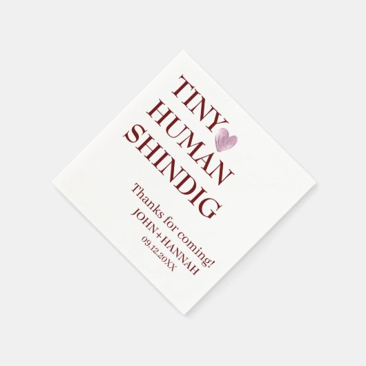 Minimal Tiny Human Shindig Funny Co-ed Baby Dusche Serviette (Ecke)