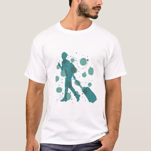 Minimal Traveler with Suitcase Graphic T-Shirt (Vorderseite)