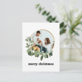Minimal Trendy Frohe Weihnachtskraut Foto Postkarte (Stehend Vorderseite)