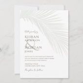 Minimal Tropical Palm Leaf Boho Beach Wedding Einladung (Vorderseite)