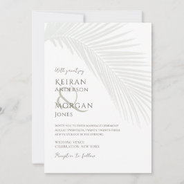 Minimal Tropical Palm Leaf Boho Beach Wedding Einladung