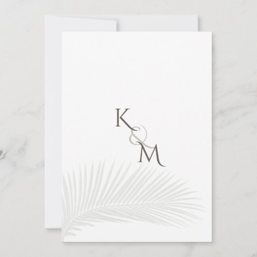 Minimal Tropical Palm Leaf Boho Beach Wedding Einladung (Rückseite)