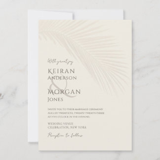 Minimal Tropical Palm Leaf Boho Beach Wedding Einladung