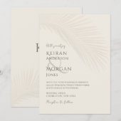 Minimal Tropical Palm Leaf Boho Beach Wedding Einladung (Vorne/Hinten)