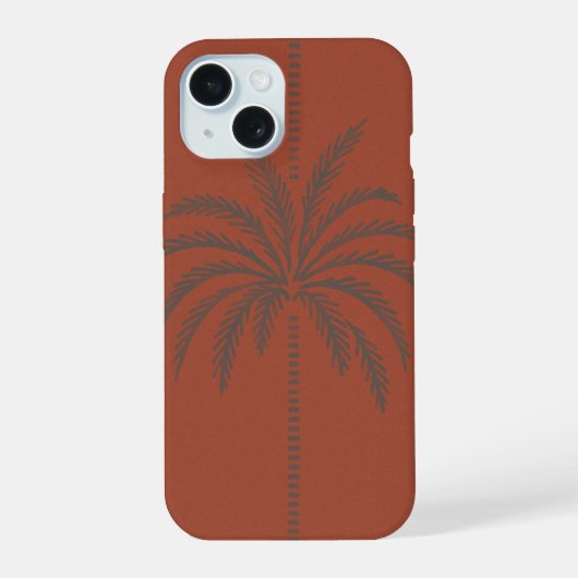 Minimal Tropical Palm Tree Pattern Terracotta  iPhone 15 Hülle (Rückseite)