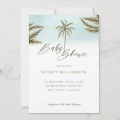 Minimal tropische Wasserfarbenpalme Bäume Babydusc Einladung (Vorderseite)