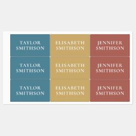 Minimal Türkis Terracotta Individuelle Name School Etiketten