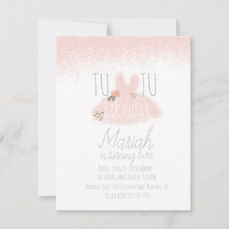 Minimal Tutu Girl's Geburtstag, zwei Glitzer drehe Einladung