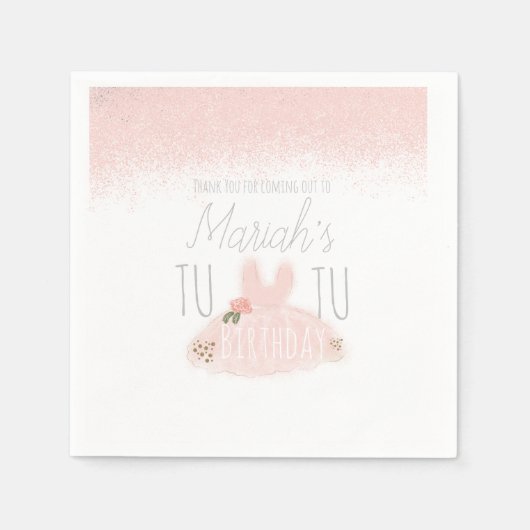 Minimal Tutu Girl's Geburtstag, zwei Glitzer drehe Serviette (Vorderseite)