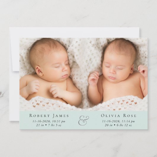 Minimal Twins Foto Collage Mint Green Ankündigung (Vorderseite)