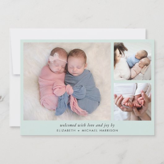 Minimal Twins Foto Collage Mint Green Ankündigung (Rückseite)