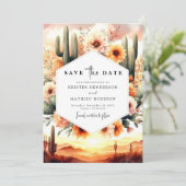 Minimal Typografie Cactus Wedding Save The Date (Stehend Vorderseite)
