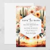 Minimal Typografie Cactus Wedding Save The Date (Vorne/Hinten)