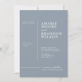 Minimal Typografie Dusty Blue Wedding Einladung