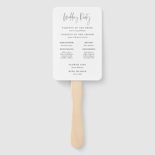 Minimal Typografy Wedding Program Fan Fächer (Rückseite)