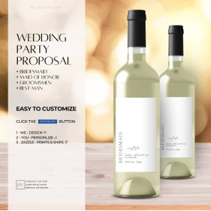 Minimal Typograph Bridesmaid Vorschlag Weinetikett